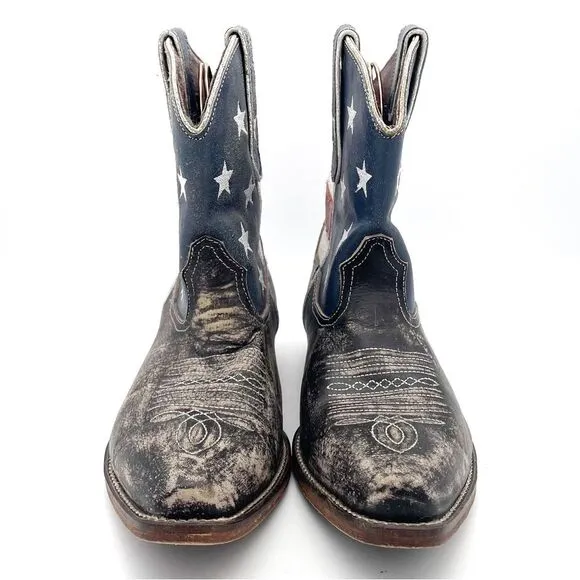 Roper American Beauty Flag Ankle Boots Distressed Cowgirl Boot Women’s Size 7.5
