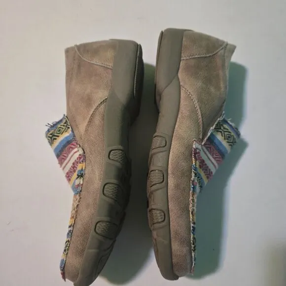 Roper Womens Beige Multi Fabric Johnnie Slip-On Shoes US 9/EU 40 driving moc