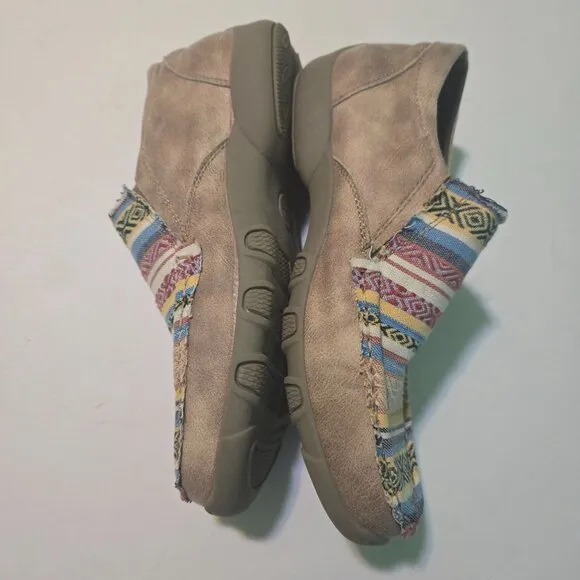 Roper Womens Beige Multi Fabric Johnnie Slip-On Shoes US 9/EU 40 driving moc