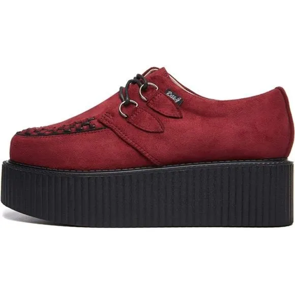RoseG Women's Handmade Suede Lace Up Flat Platform Creepers Shoe