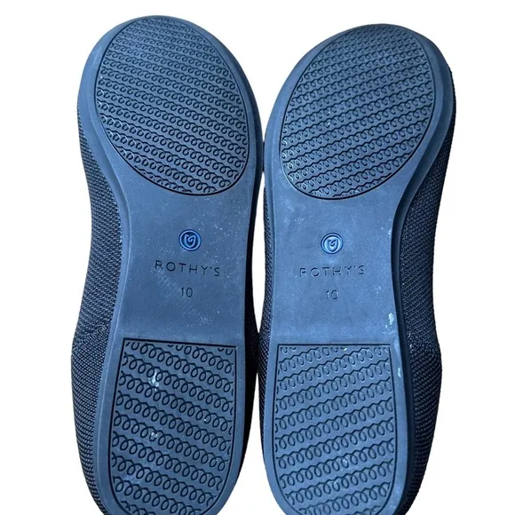 Rothy’s Black Round Blue Halo Toe Flat Shoes Size W10
