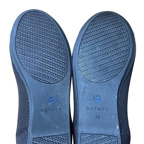 Rothy’s Black Round Blue Halo Toe Flat Shoes Size W10