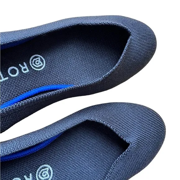 Rothy’s Black Round Blue Halo Toe Flat Shoes Size W10