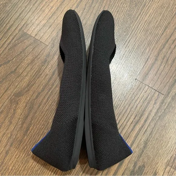Rothy's Black Round Toe Ballet Flat Classic Blue Halo Shoes Sustainable Knit