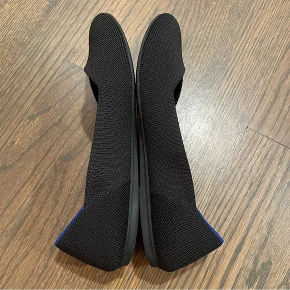 Rothy's Black Round Toe Ballet Flat Classic Blue Halo Shoes Sustainable Knit