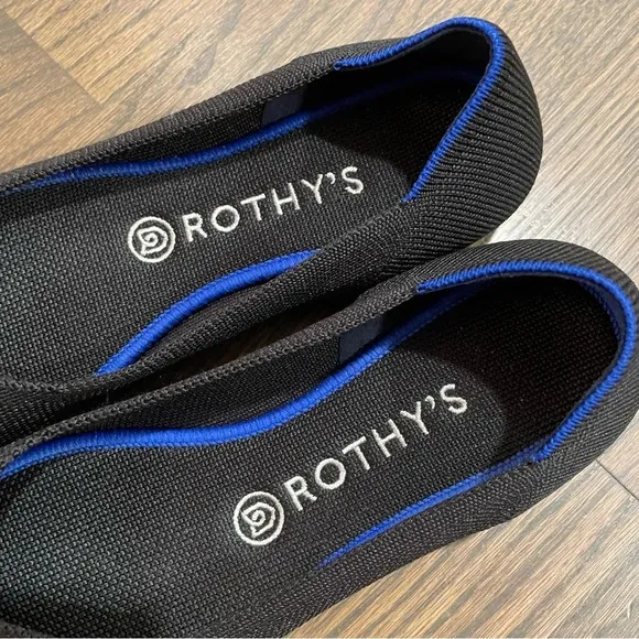 Rothy's Black Round Toe Ballet Flat Classic Blue Halo Shoes Sustainable Knit