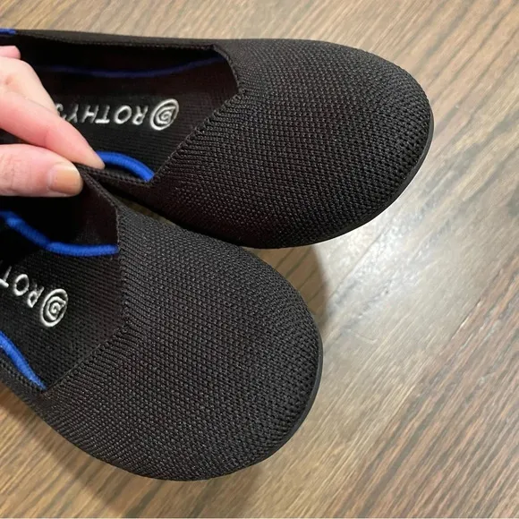 Rothy's Black Round Toe Ballet Flat Classic Blue Halo Shoes Sustainable Knit