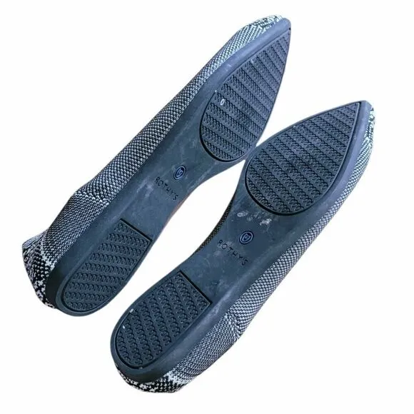Rothy's Black White Python Pointed Flat Shoes, Pointy Point Retired Size 6