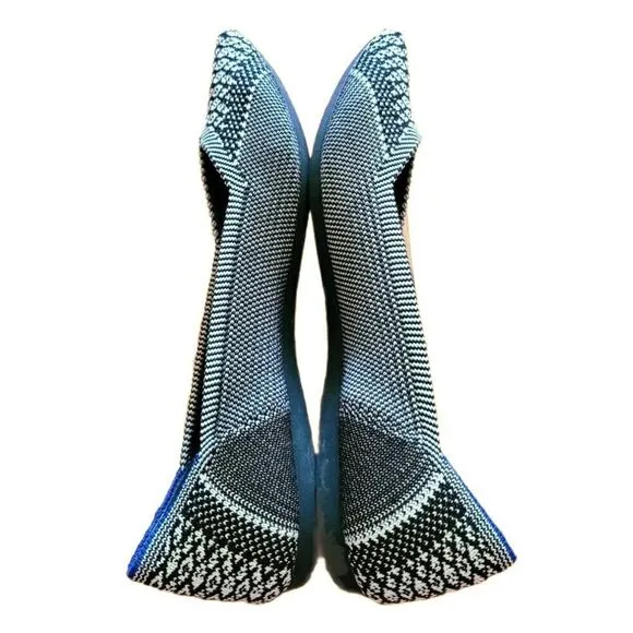 Rothy's Black White Python Pointed Flat Shoes, Pointy Point Retired Size 6