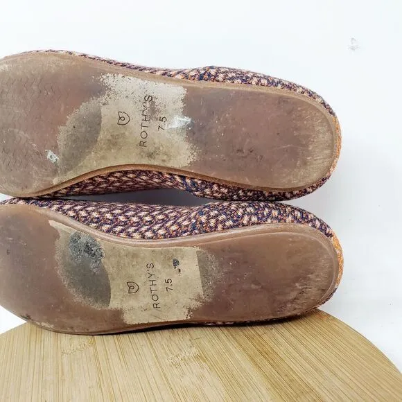 Rothys Merino Wool Loafer Shoes Womens 7.5 Walnut Tweed Retired Slip On Flat
