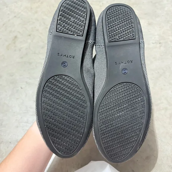 Rothy's Pebble Grey Birdseye Flat Rounded Knit Womens 11 Very Good DISCONTINUED
