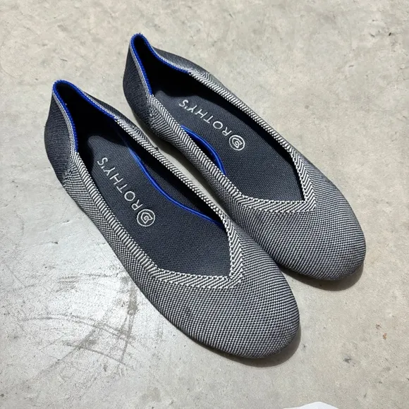 Rothy's Pebble Grey Birdseye Flat Rounded Knit Womens 11 Very Good DISCONTINUED