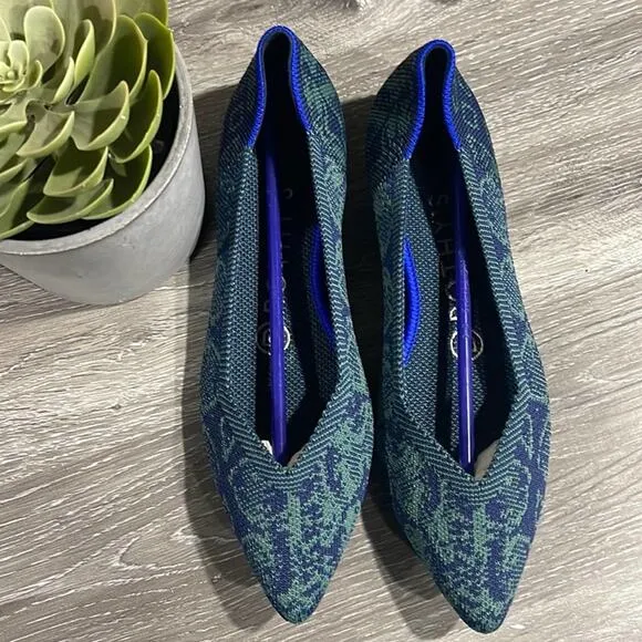 Rothy’s point emerald green snake size 7 woman’s flat shoes