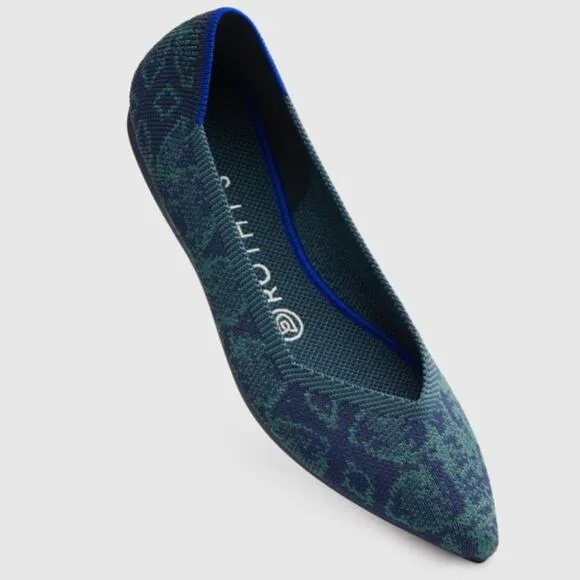Rothy’s point emerald green snake size 7 woman’s flat shoes