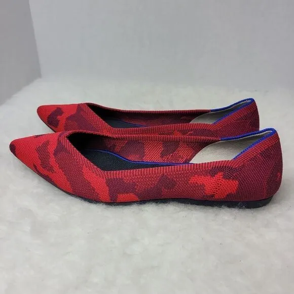 Rothy’s Red Camo the point ballet Flat Shoes Size 7.5