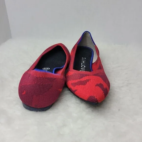 Rothy’s Red Camo the point ballet Flat Shoes Size 7.5