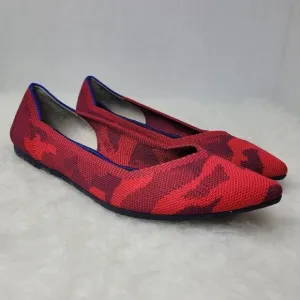Rothy’s Red Camo the point ballet Flat Shoes Size 7.5