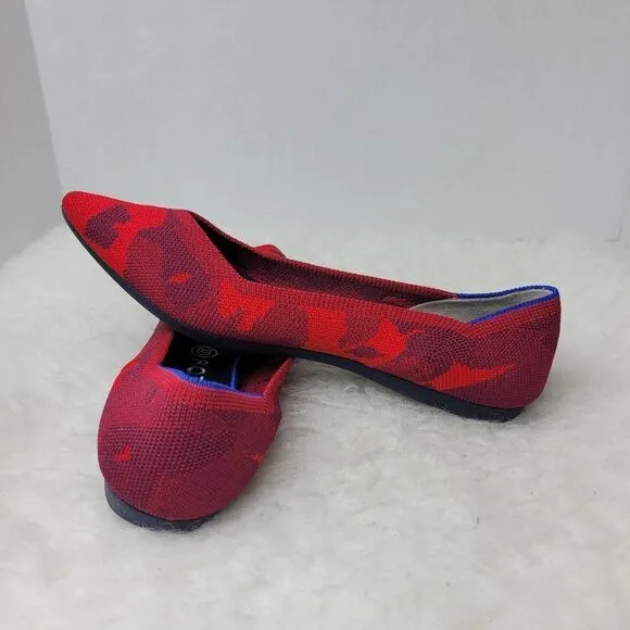 Rothy’s Red Camo the point ballet Flat Shoes Size 7.5
