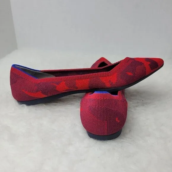 Rothy’s Red Camo the point ballet Flat Shoes Size 7.5