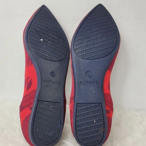 Rothy’s Red Camo the point ballet Flat Shoes Size 7.5