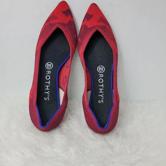 Rothy’s Red Camo the point ballet Flat Shoes Size 7.5