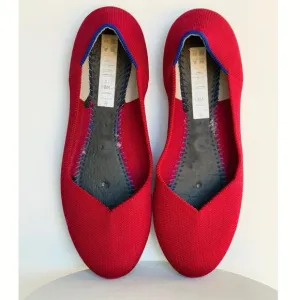 Rothy's RETIRED Red Flat Round Toe Ballet Flats Womens Size 8.5