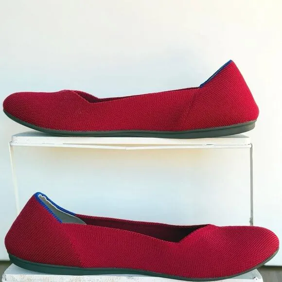 Rothy's RETIRED Red Flat Round Toe Ballet Flats Womens Size 8.5