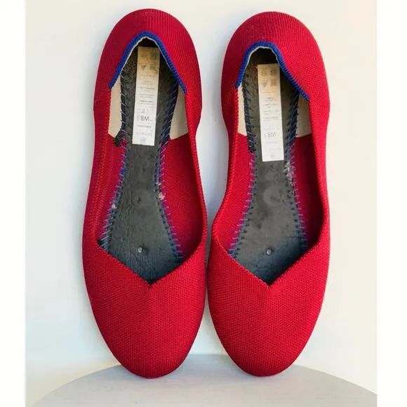 Rothy's RETIRED Red Flat Round Toe Ballet Flats Womens Size 8.5