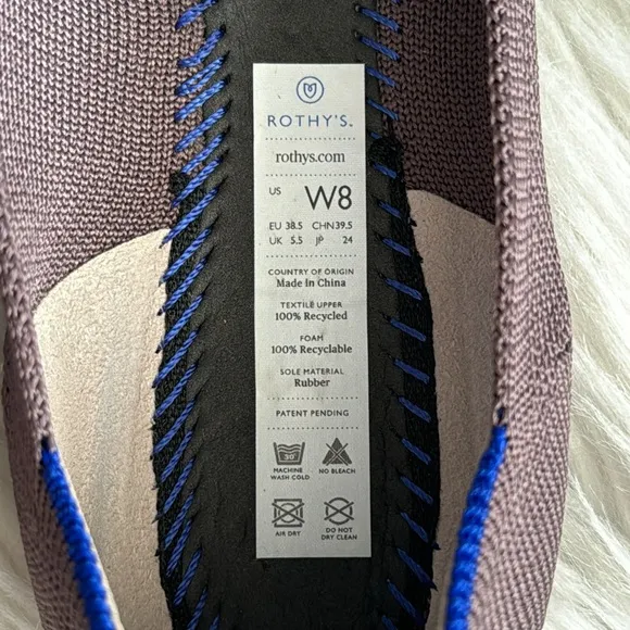 Rothy's Retired The Point Flat Mink Shoes Size 8