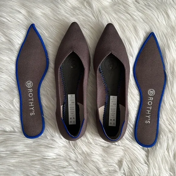 Rothy's Retired The Point Flat Mink Shoes Size 8