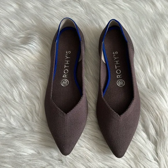 Rothy's Retired The Point Flat Mink Shoes Size 8