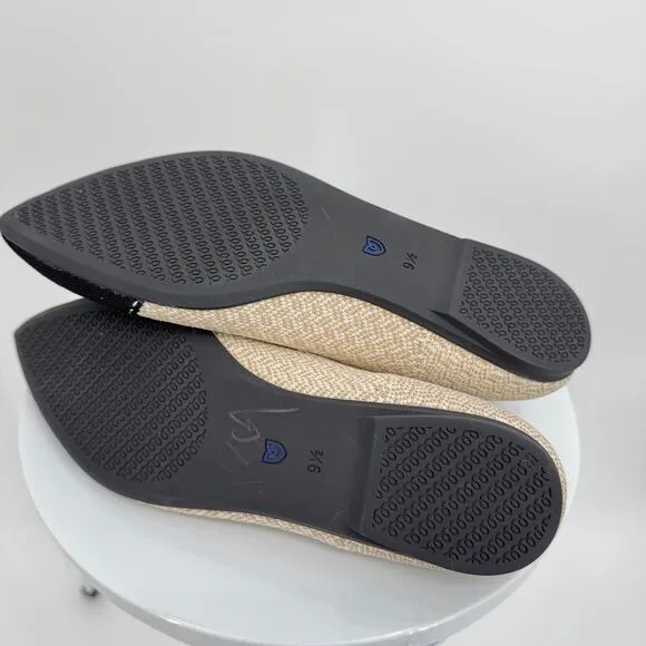 Rothy’s shoes women’s size 9.5 The Point II ballet flat cream herringbone black