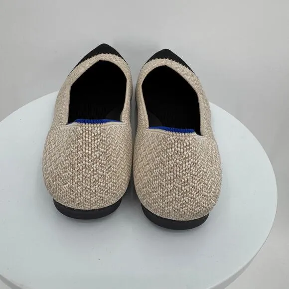 Rothy’s shoes women’s size 9.5 The Point II ballet flat cream herringbone black