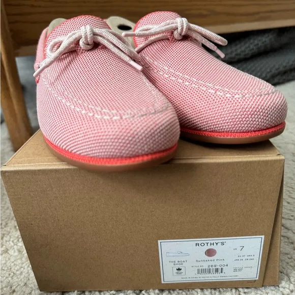 Rothy's Sunbaked Pink Boat Shoes Size 7 NIB