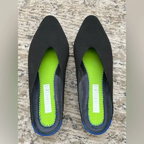 Rothy’s The Almond Demi Mule Size 11.5 Black Knitted Slip-On Flat Shoes