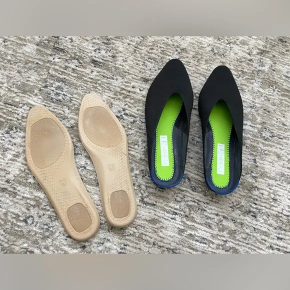 Rothy’s The Almond Demi Mule Size 11.5 Black Knitted Slip-On Flat Shoes