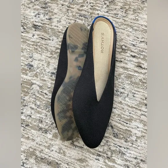 Rothy’s The Almond Demi Mule Size 11.5 Black Knitted Slip-On Flat Shoes