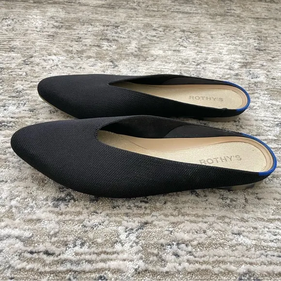 Rothy’s The Almond Demi Mule Size 11.5 Black Knitted Slip-On Flat Shoes