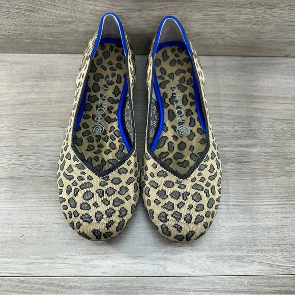 Rothy's The Flat Ballet Flats Women's 8 Leopard Print Round Toe Comfort Shoes