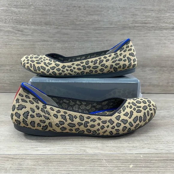 Rothy's The Flat Ballet Flats Women's 8 Leopard Print Round Toe Comfort Shoes