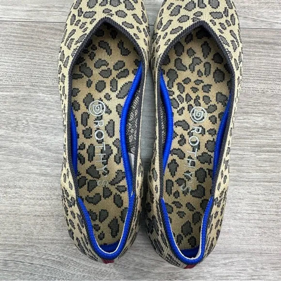 Rothy's The Flat Ballet Flats Women's 8 Leopard Print Round Toe Comfort Shoes