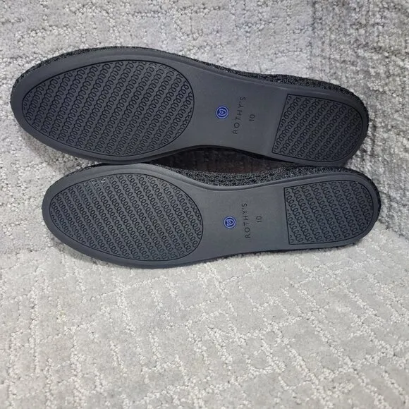 Rothy's The Flat Black Honeycomb Slip On Ballet Shoes Women's Size 8.5, 10