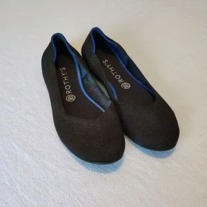 Rothys The Flat Black Knit Round Toe Ballet Shoes Slip On Womens Size 10 Minimal