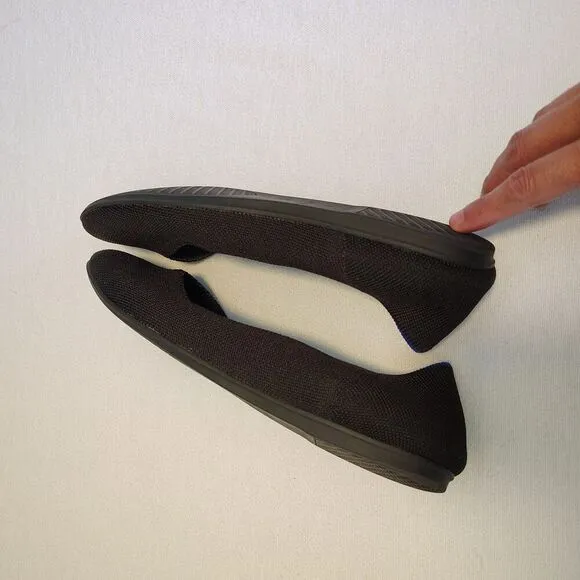 Rothys The Flat Black Knit Round Toe Ballet Shoes Slip On Womens Size 10 Minimal