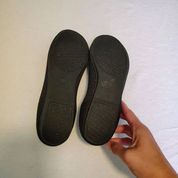 Rothys The Flat Black Knit Round Toe Ballet Shoes Slip On Womens Size 10 Minimal