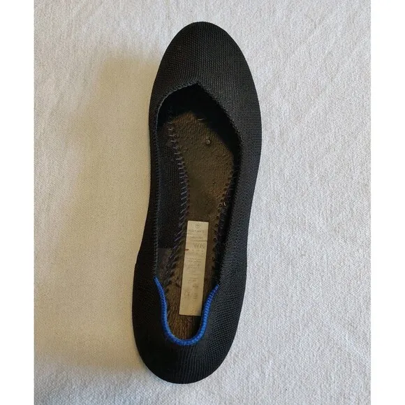 Rothys The Flat Black Knit Round Toe Ballet Shoes Slip On Womens Size 10 Minimal