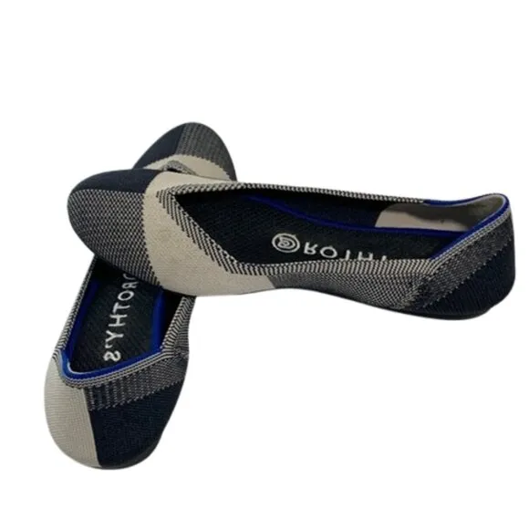 Rothy’s The Flat Cap Toe Black and White Shoes Women's Size  7