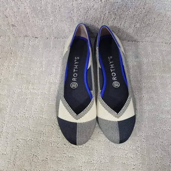 Rothy's The Flat Captoe Black Round Toe Shoes Women's Size US 6, 8