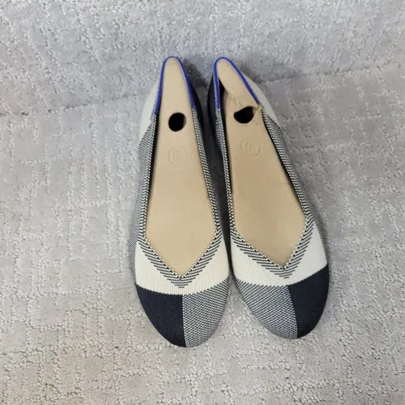 Rothy's The Flat Captoe Black Round Toe Shoes Women's Size US 6, 8