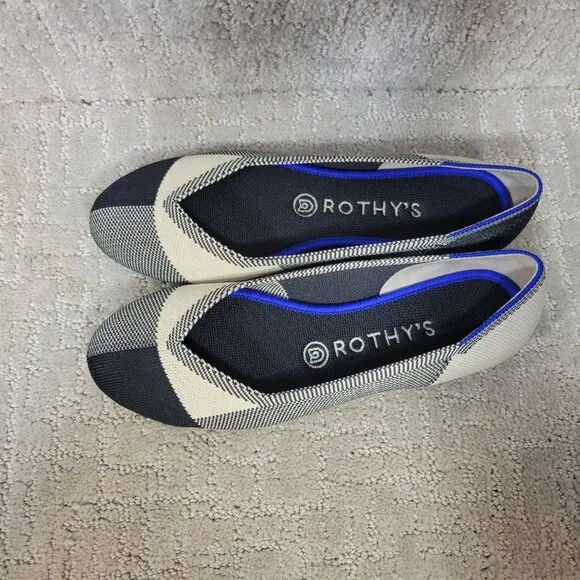Rothy's The Flat Captoe Black Round Toe Shoes Women's Size US 6, 8